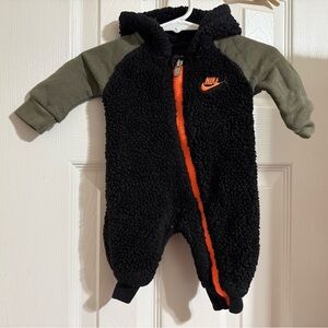 Newborn Nike Baby's Faux Sherpa Hooded Romper